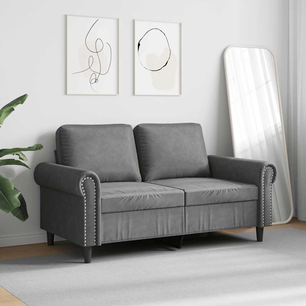 Vidaxl 2-Seater Sofa, Dark Grey, 120 Cm, Upholstered In Velvet