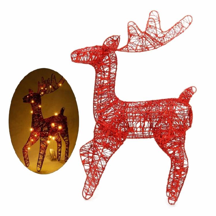 Christmas Wrought Iron Deer Figurine with Led Light Holiday New Year Party Decor