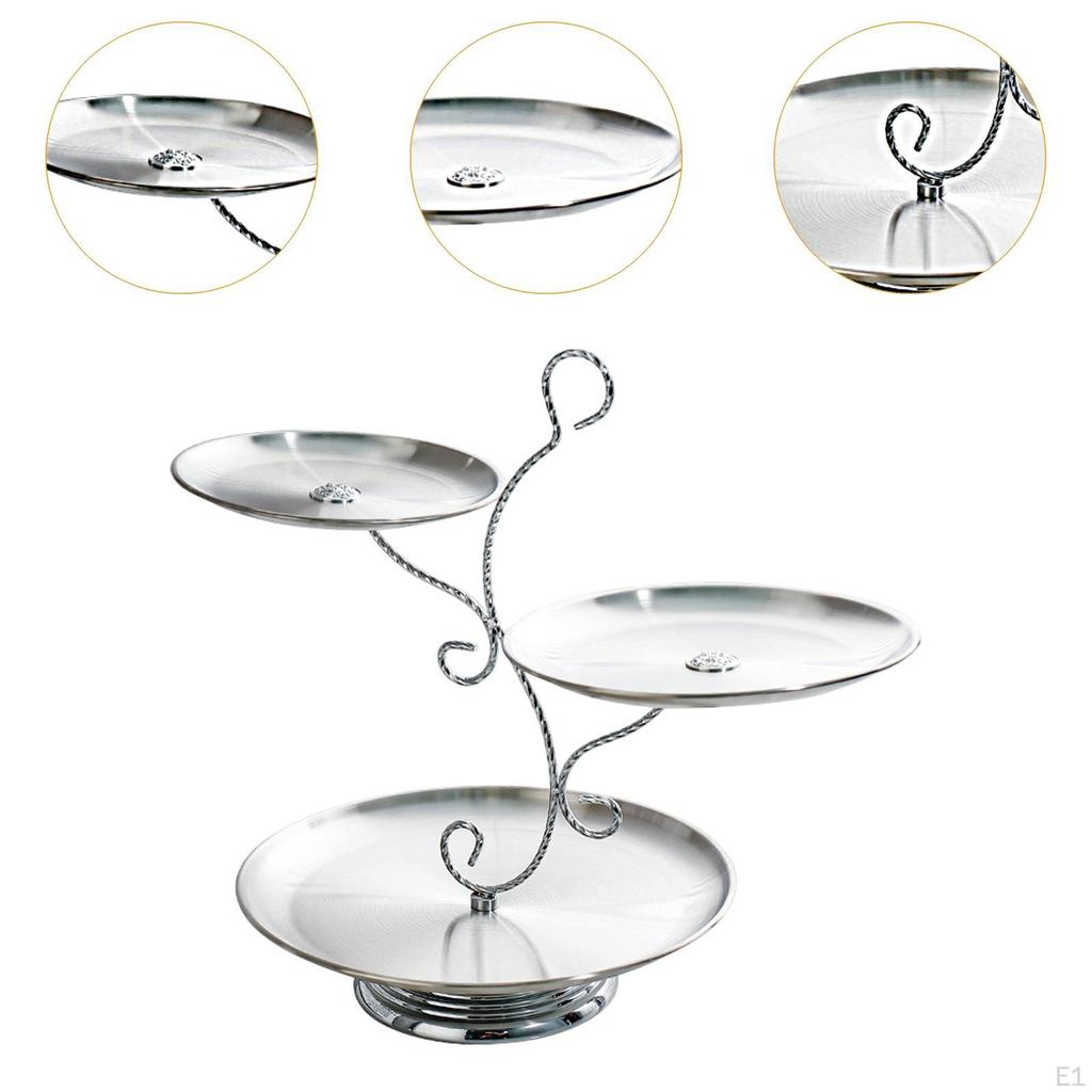 Cupcake Stand Pastry Serving Tray 3 Tier Modern Stainless Steel Dessert Snack for