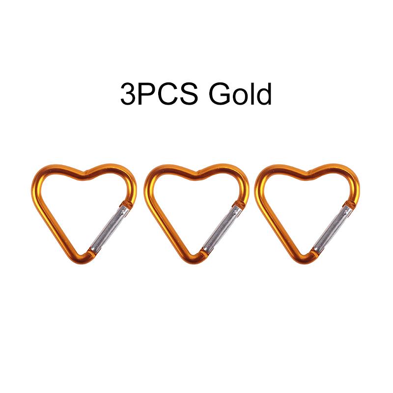 3PCS Heart Shaped Carabiner Colorful Aluminum Alloy Keychain for Camping Travel Luggage Key Ring Hanging Sorting Accessories ZYF