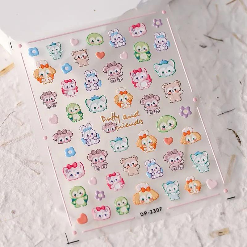 3D Embossed Cute Cartoon Nail Stickers - Fox, Bunny, Bear, Self-Adhesive & Waterproof YF205 3D Embossed Model