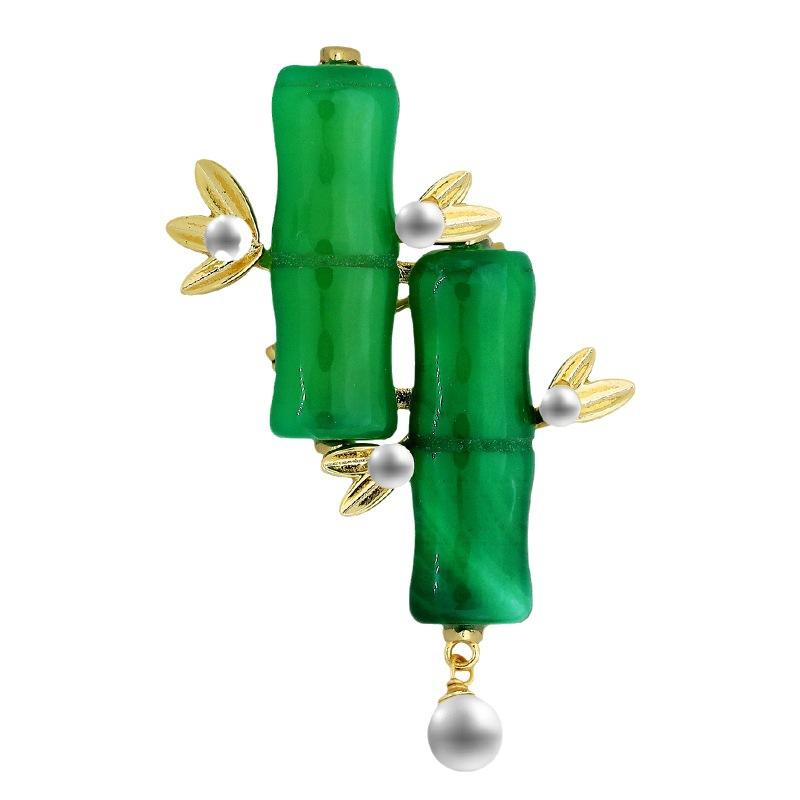 "Rise Step By Step, Ancient-style and National Trend Bamboo Brooch, Feminine Pearl Brooch, Light Luxury and High-end Sense Brooch.