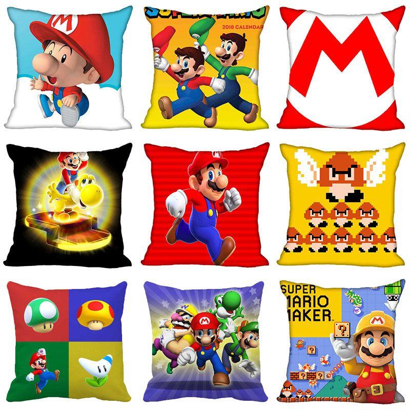 Game Super Funny Mario Printed Pillowcase Cushion Cover Sofa Car Bed Sofa Decor
