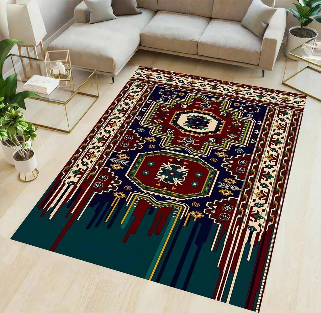Vintage Tradycyjny Dywan, Etniczny Dywanik, Dywan Turecki, Dywan w Stylu Perskim, Dywan do Salonu, Nowoczesna Dekoracja Domu, Mata Podłogowa do Kuchni