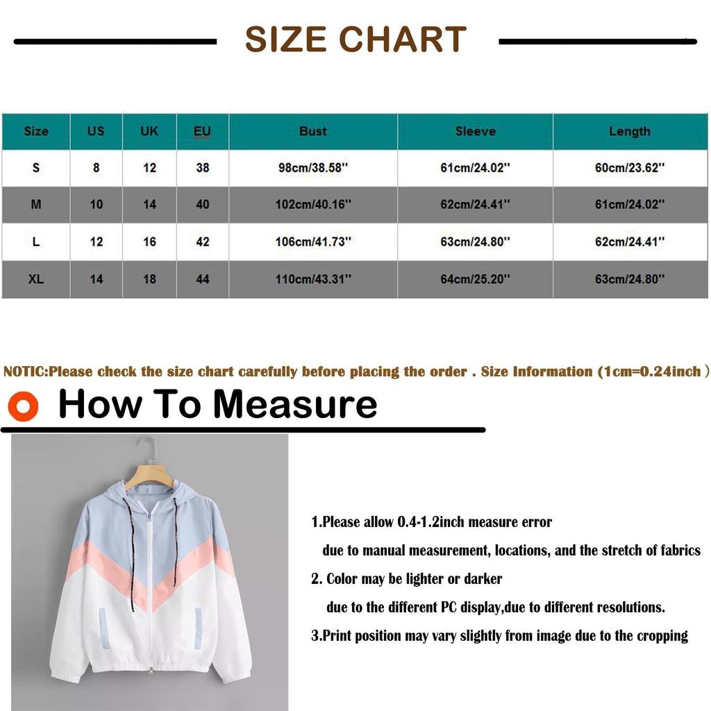 Womens  Long-sleeved Hooded Zipper  Stitching Contrast Color Windbreaker Coat