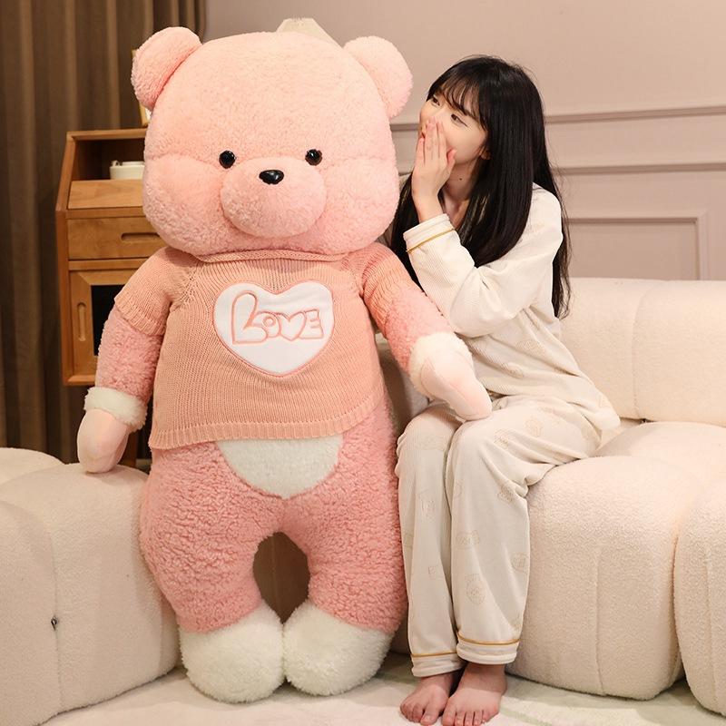 Large Sweater Teddy Bear Doll Plush Toy Clothing Big Bear Hug Bear Doll Girl Soothing Ragdoll