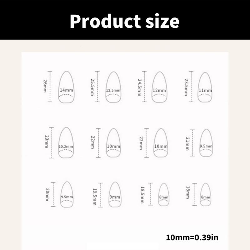 1 Set Almond Press on Nail Acrylic Nail Accesories with Bows and Dot Designs Stick on Nail Valentine's Day Nail Art