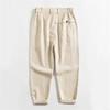 Pantalons Décontractés en Coton et Lin Printemps Été Hommes Couleur Unie Amples Droits Longueur Mollet Style Plage Respirants pour Hommes