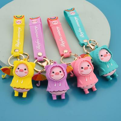 Capa de chuva dos desenhos animados porco forma saco pingente leve chaveiro cordão bolsas de presente
