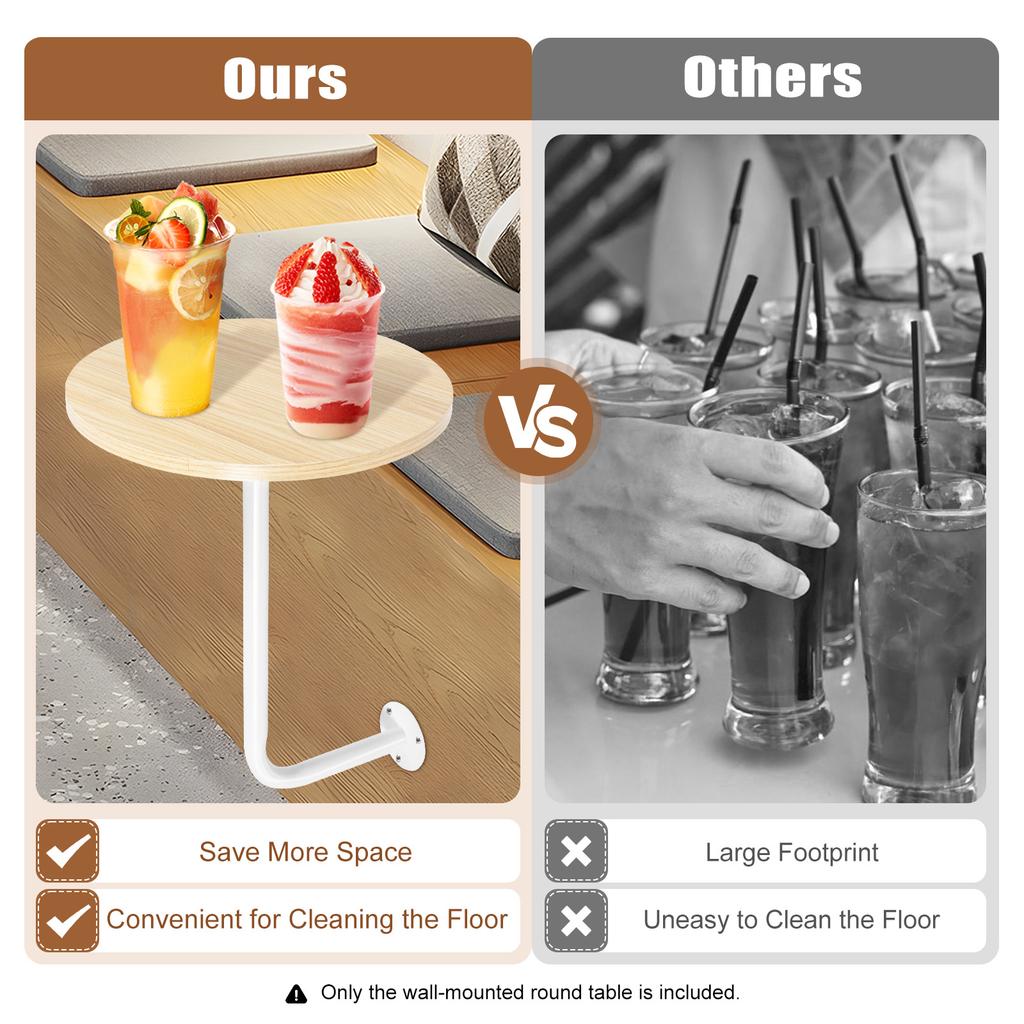 Wandmontierter Thekentisch in Holzfarbe, L-förmiger Kaffeetisch aus ökologischer Platte, Bartisch 40*45cm/35*45cm für Cafés, Balkone