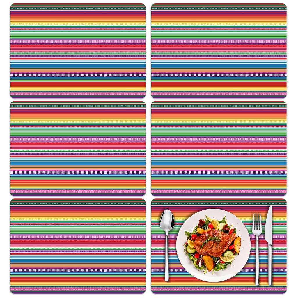Colorful Floral Spring Plastic Placemats Set of 6,Summer Watercolor Flowers Place Mats,Washable Table Mats