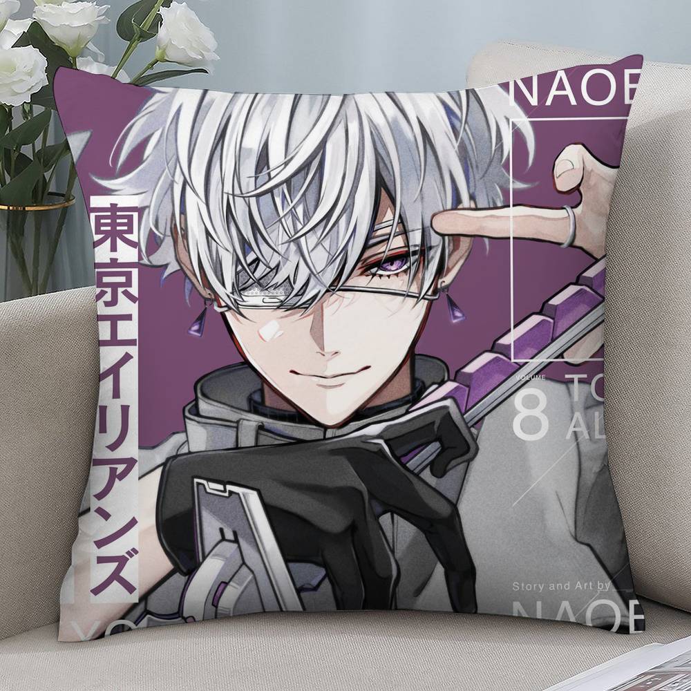 Anime Tokyo A-Aliens Pillow Case Short Plush Double-sided Print Square Throw Pillow Covers Sofa Home Cushion Decor