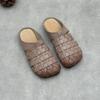 Johnature Genuine Leather Woven Slippers Handmade Comfortable Breathable Soft Soled Women's Slip-on Shoes