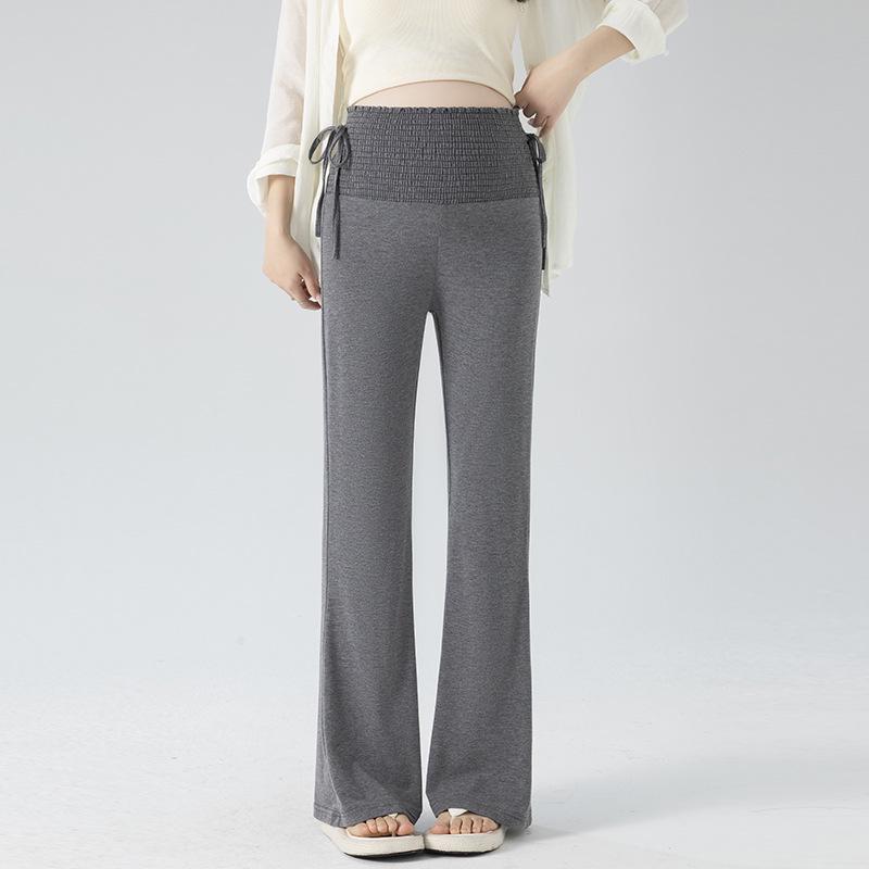 Trendy Maternity Wide-Leg Pants - Comfortable Spring/Summer Style, No Belly Tightening 2XL серый