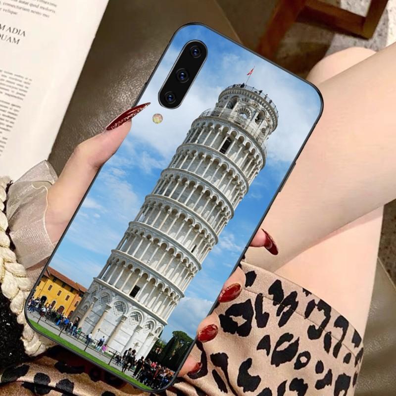 Pouzdro na telefon Šikmá věž v Pise pro Samsung A91 A81 A73 A72 A71 A30S A20 A12 A13 A52 A53 4G 5G Měkký černý kryt na telefon