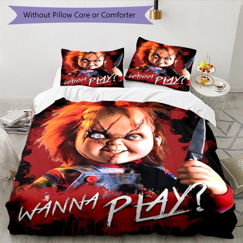 3pcs Chucky3 Design Cover Set - HD Printed Bedding with 1 Cover and 2 Pillowcases - Perfect for Home and Dorm Decor