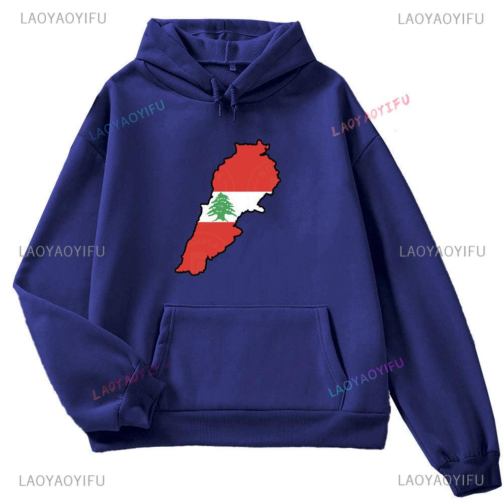 This Is Not My Dna Lebanon Flag Map Men's Long Sleeve Hoodie Autumn/Winter 2024 Lebanon Map Graphic Print Autumn Sweatshirt