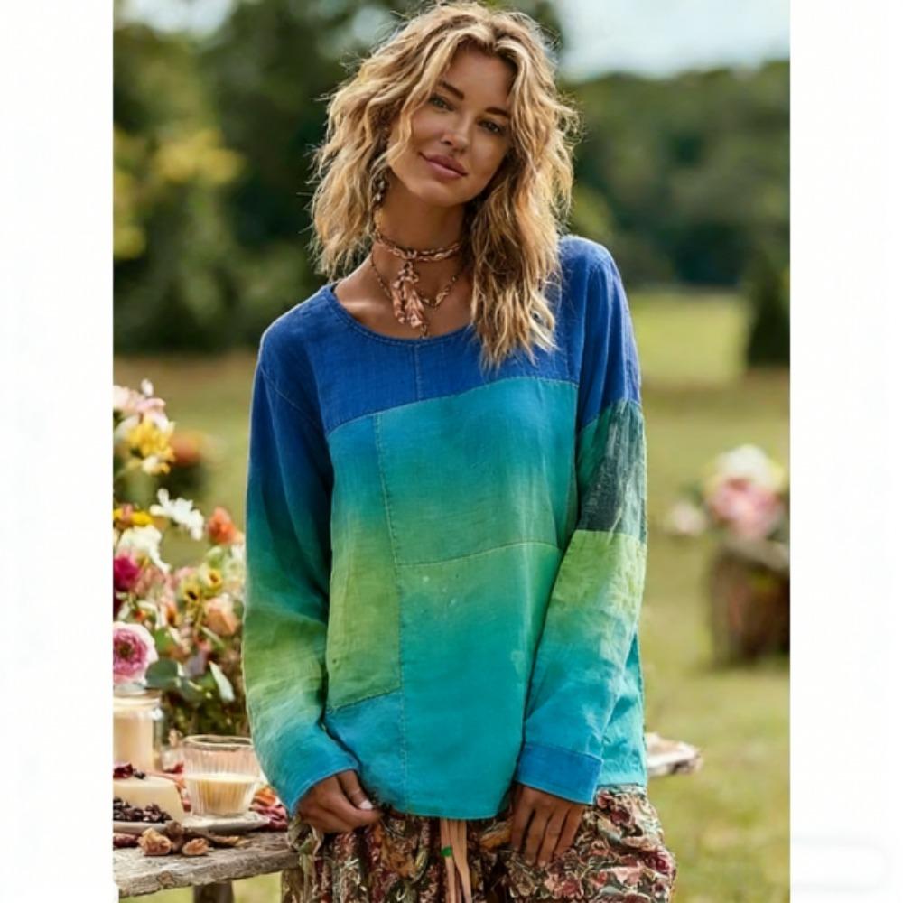 Spring Women's T-shirt Europe America Fashion Floral Print Pullover Bohe Style Women Long Sleeve T-shirt Outdoor Casual Tees Top