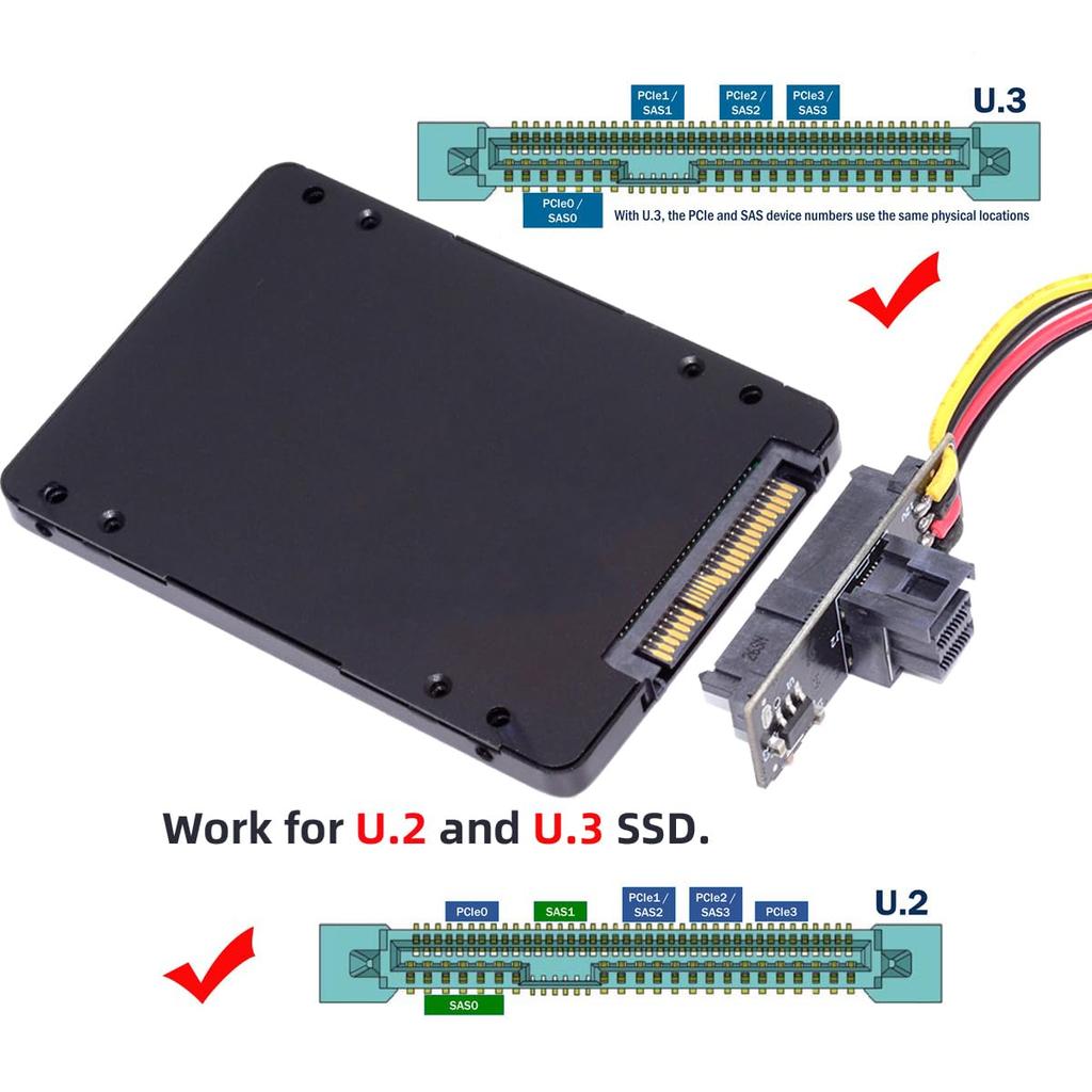 Cablecc Female to NVME PCIe SSD Adapter for Mainboard PCI-E 4.0 SFF-8643 U.2 SFF-8639 U.3 PCI-Express