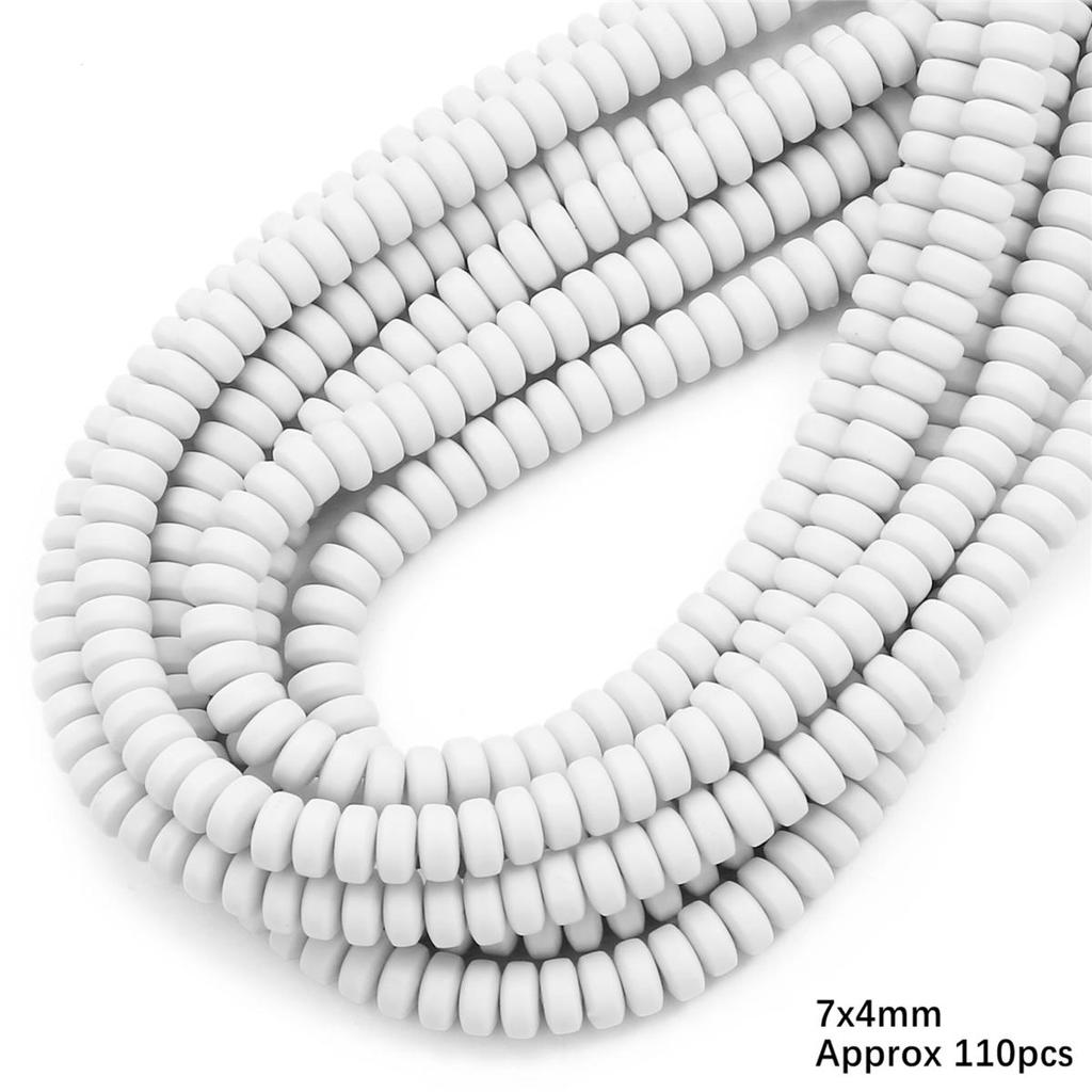 110pcs 7x4mm Flat Round Polymer Resin Clay Disk Handmade Beads For DIY Jewelry Making