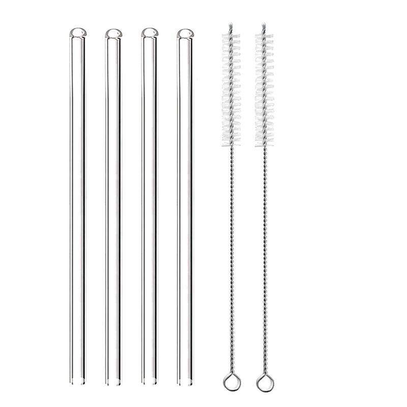 4 szt. 20 cm Szklane Słomki do Picia Wielokrotnego Użytku Kolorowe Szklane Słomki do Napojów Sok Ekologiczne Słomki Koktajlowe Barowe Naczynia do Picia