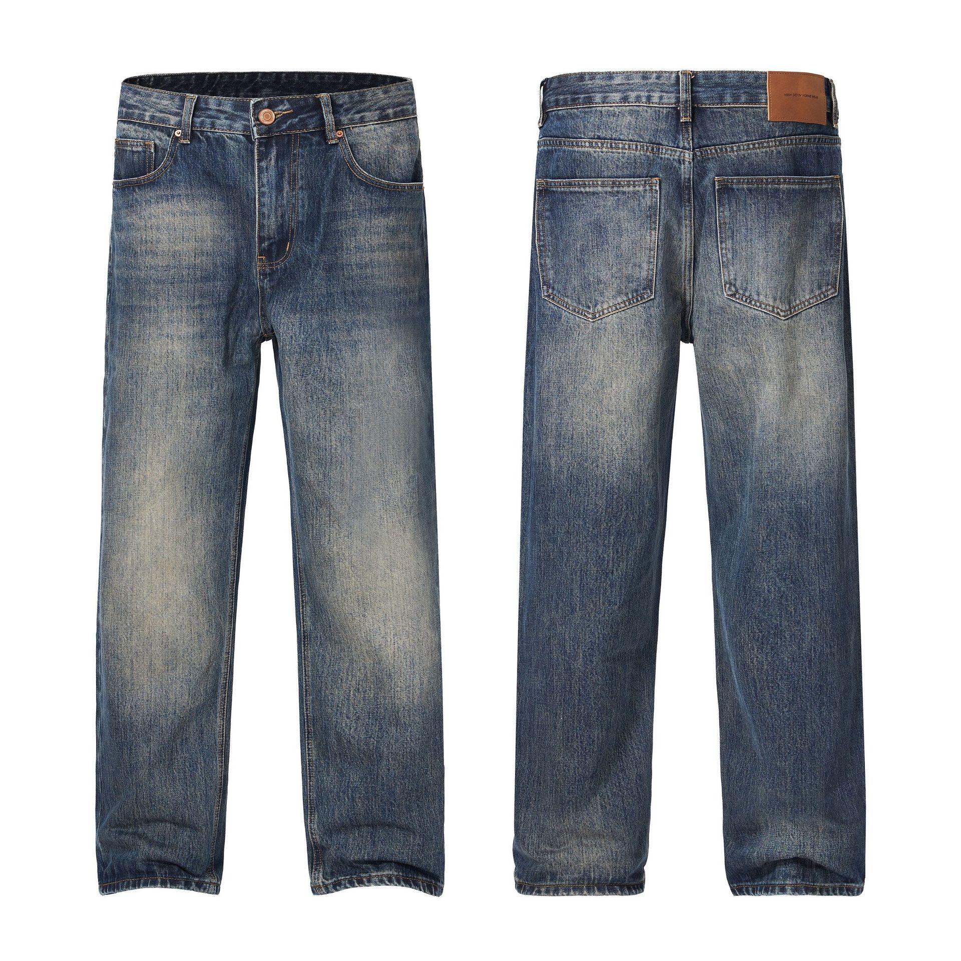 

Джинсы JIAMU в американском ретро-стиле широкие мешковатые - Унисекс, Прямые, Свободные, Универсальные, Стройнящие. 33 синий/фиолетовый