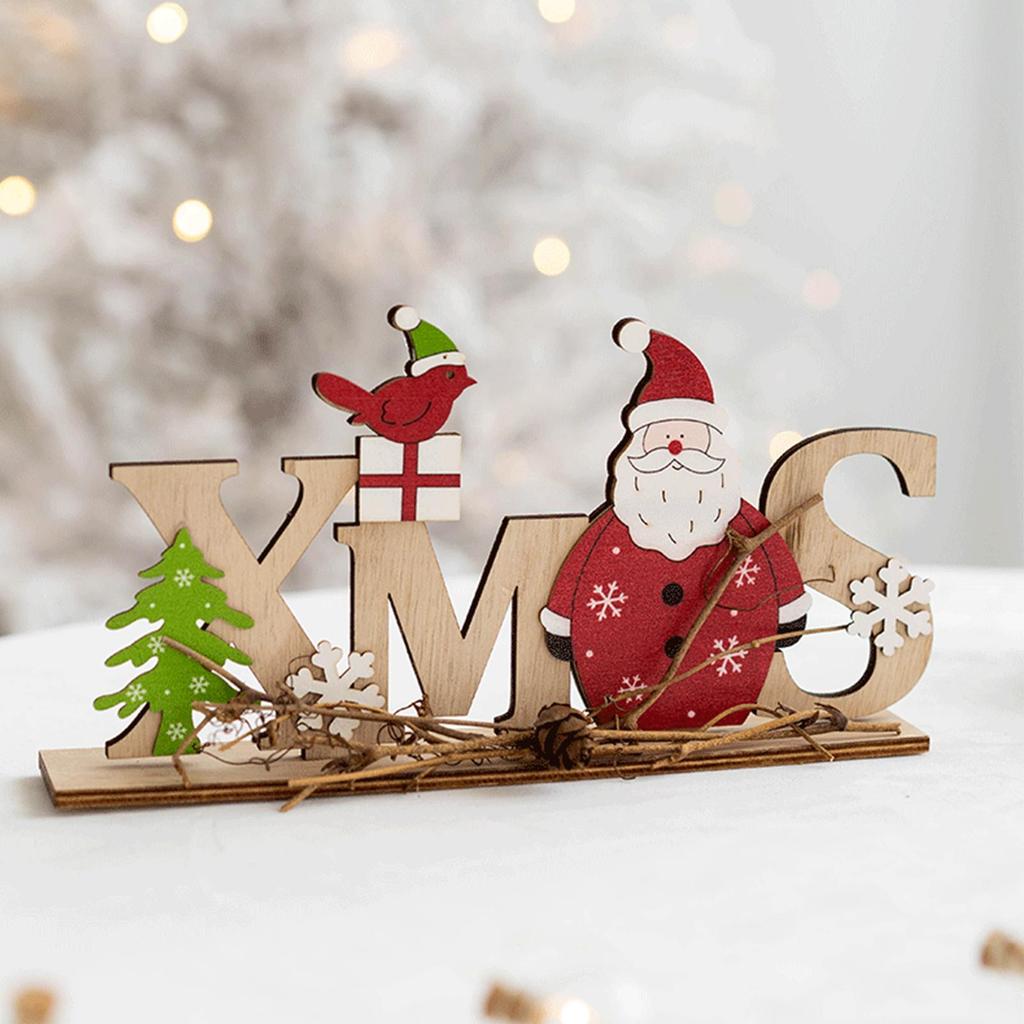 Christmas Tabletop Decor Santa Claus Snowman Centerpiece Wooden Christmas Decorations for Home for Holiday Winter Bathroom