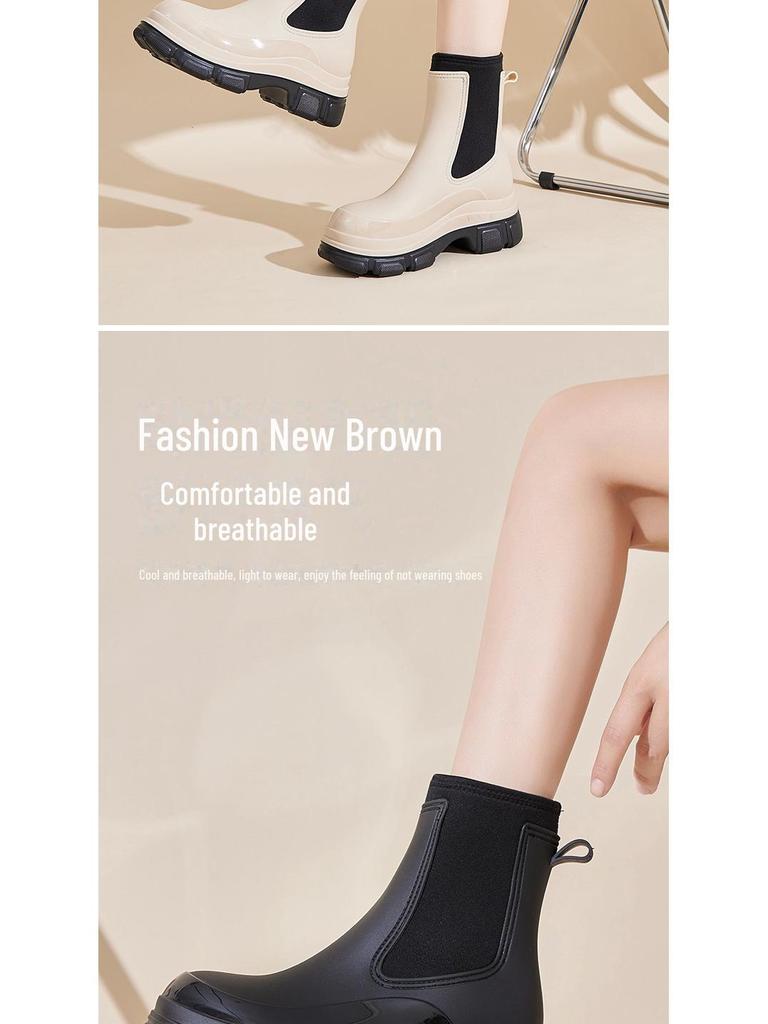 White Mid-Tube Chelsea Boots - British Style, Women's Soft Surface, All-Match, Slip-On.