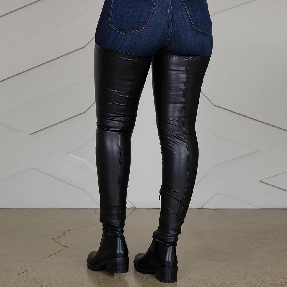 Sexy Damenstiefel, seitlicher Reißverschluss, dünne Nachtclub-Stiefel, Overknee-Stiefel