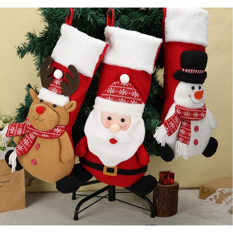 New Christmas stockings, cartoon old man snowman elk Christmas decorations, Christmas pendant gift bags