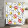 Adorable Kawaii Cartoon Bacon And Egg Shower Curtain For Bathroom Decor White With Pink And Yellow Accents (Size: 72X84 Inches)