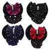 1Pcs Barrette Net Net Bun Hair Cover Bowknot Bun Crochet Net Durable Elastic Hairnet  for Women