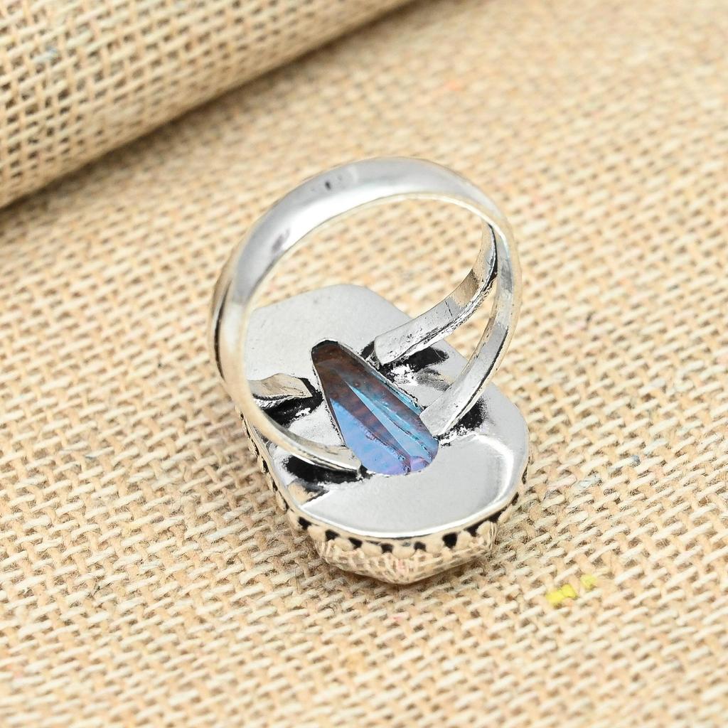 Regenbogen-Mystic-Topas-Edelstein, 925er-Sterlingsilber, handgefertigter Weihnachtsgeschenk-Ringschmuck