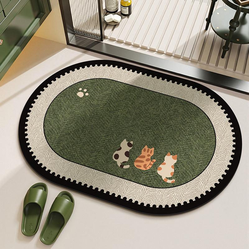 VIKAMA Minimalist Ins Style Marble Anti Slip Bath Mat Bathroom Shower Room Water Absorption Quick Drying Carpet Bathroom Decor