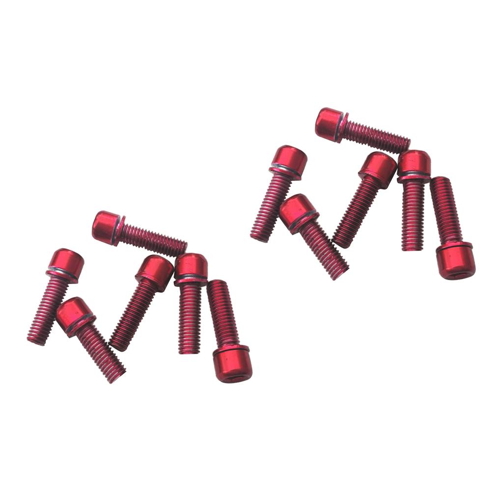 Set of 12, Cycling Bike Screws M5 x 18 Steel Disc Brake Caliper Bolts - Red