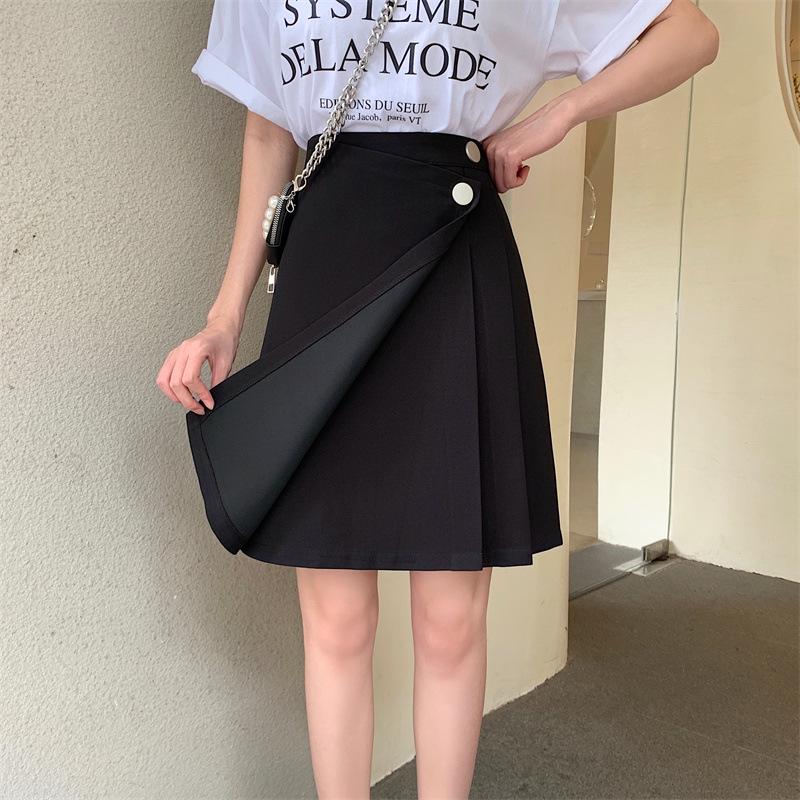 

Pleated A-line Midi Skirt for Girls - Summer All-Match, Large Size, Arm-Wrapped, Belly-Covering, Irregular Skirt Pants. 3XL чорний