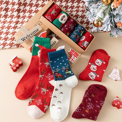 Christmas Socks Women's Boxed Wool Socks Fawn Socks Women's Autumn and Winter Gift Box Socks