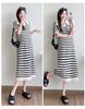 2026 Summer Striped Knit V-Neck Mid-Length Maternity Dress