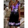 Women's Casual Dress Floral Print V Neck Short Sleeve