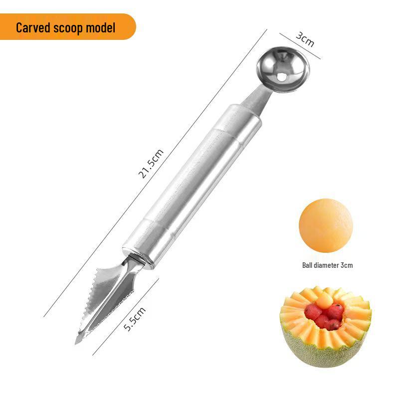 Stainless Steel Double-Ended Fruit Baller & Carving Knife for Kitchen Use