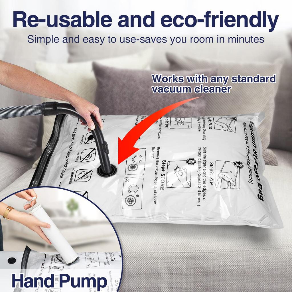 5 Pack Vacuum Storage Bags Space Saver Bags Compression for Comforters Blankets Bedding Organizer Clothes Travel Storage