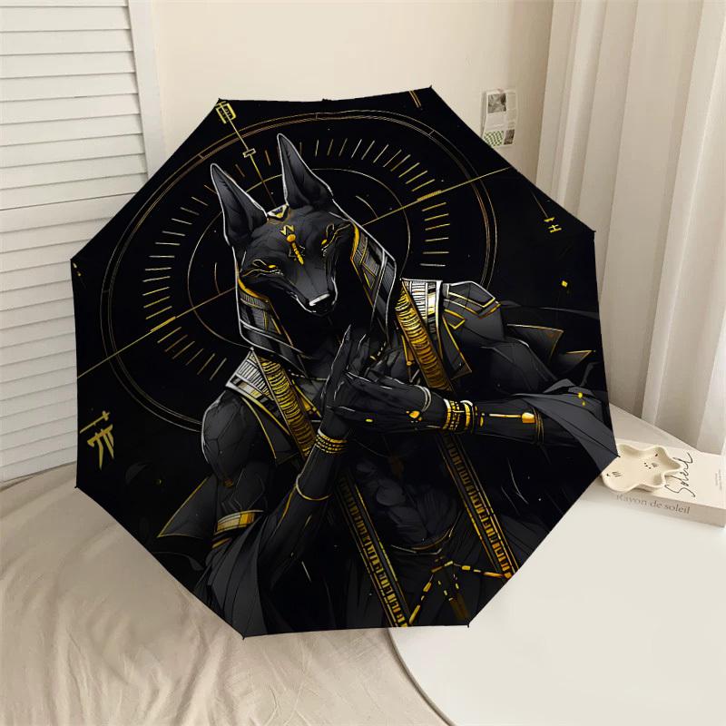

1PC Anubis Egyptian Umbrella-8-Rib Reinforced, Automatic Open, Lightweight & Durable, Cute Fashion Accessory for Outdoor-W9269