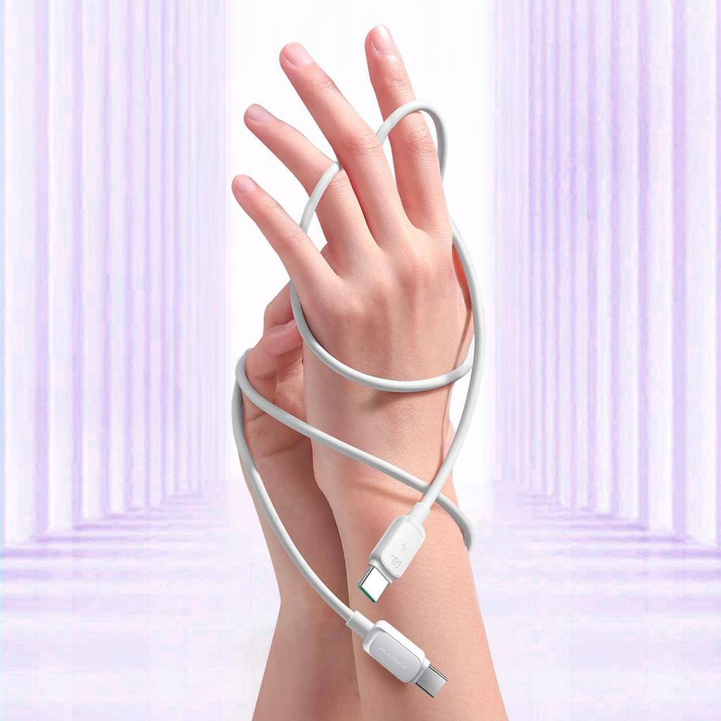 Kabel przewód do ładowania transmisji danych USB-C 60W 1.2m - biały