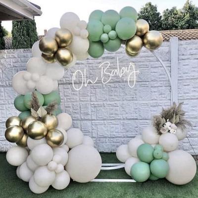Kit de arco de guirnalda de globos de látex verde y blanco arena, decoraciones para fiesta de cumpleaños de niño, globos, decoración de bautizo, telón de fondo