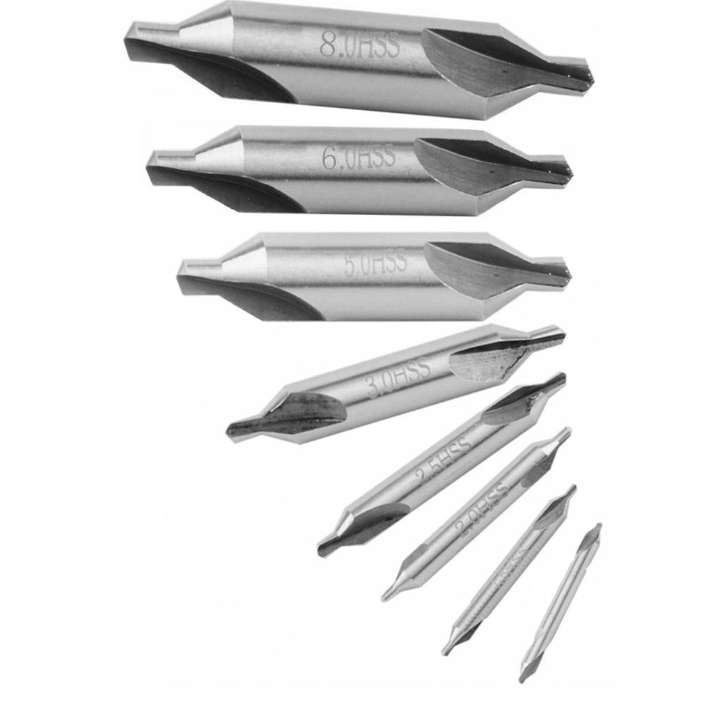 1 st HSS Kombinerade Centreringsborr 60 Grader Dubbelsidiga Försänkare Vinkelbits 5/3/2.5/2/1.5/1mm Metallborr Kraftverktyg