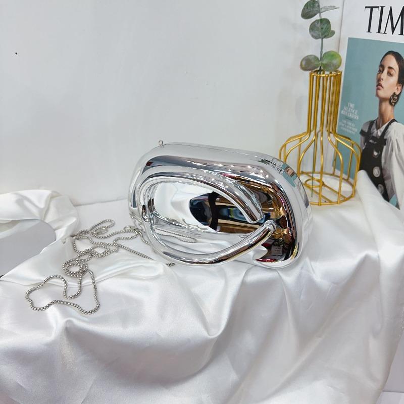 Trendy Classic Round Box Clutch Bag Dinner Bag Acrylic Bag Retro Metal Handle Shoulder Crossbody