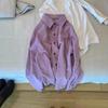 2025 Women's High-End Purple Corduroy Shirt & Knitted Vest Set