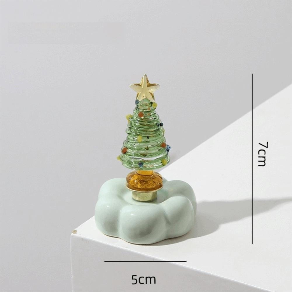 Glass Glass Christmas Tree Rotating Display Base Mini Tree Ornament  Home Table Decor