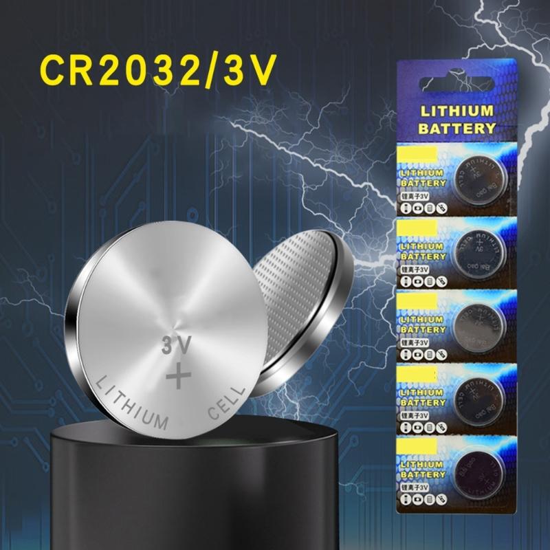 5pcs CR2032 Lithium Batteries Button Batteries 3V Reliable Lithium Cells Battery For Small Electronics And Safe Usage