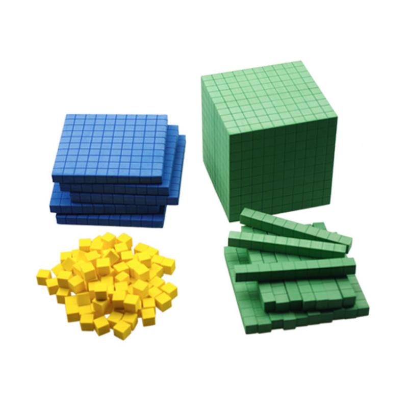 1 Set Kids Math Plaything Ten Hundred Thousand  Complete Kit Math  Plastic Base Toys Counting Cubes Games